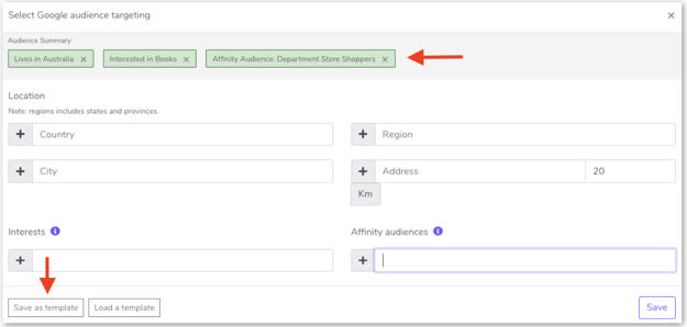 5. Google save template